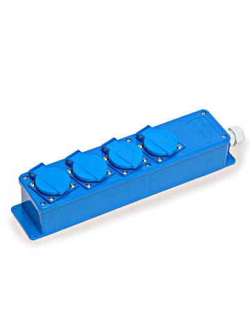 4vdg Steckdosenleiste 2p.+ra. blau IP44