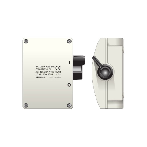 SAM 425 isolating switch 4p+PE 25A/500V 11kW gray IP65