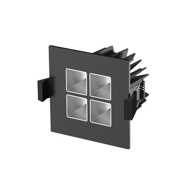 Four Square led downlight 7W 80x80mm 2,700K silver black ex. driver