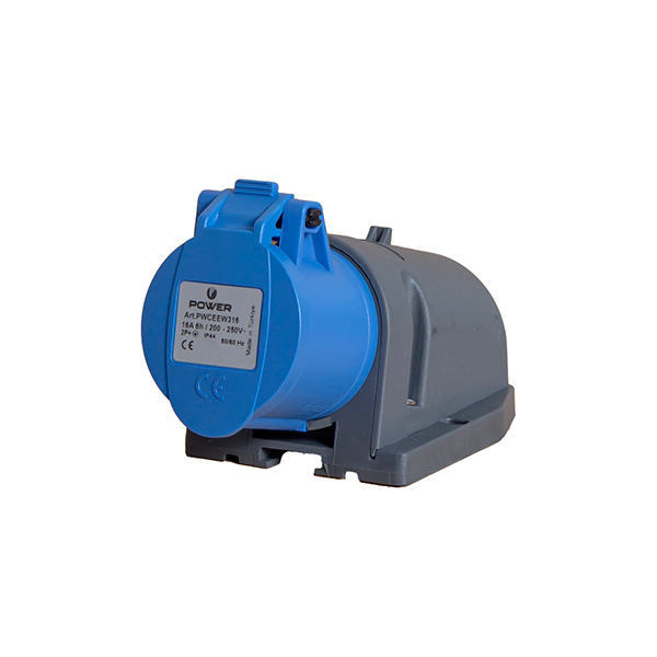CEE surface-mounted wall outlet 3-pole 16A IP44 blue