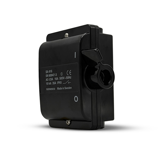 SA416 skilleafbryder 4-polet 16A M20 IP65 sort