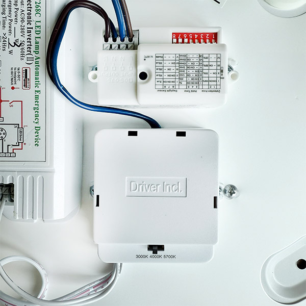 Loftslampe led 18W Ø360mm 3.000/4.000/5.700K IP64 med sensor og nødstop - Billede 3