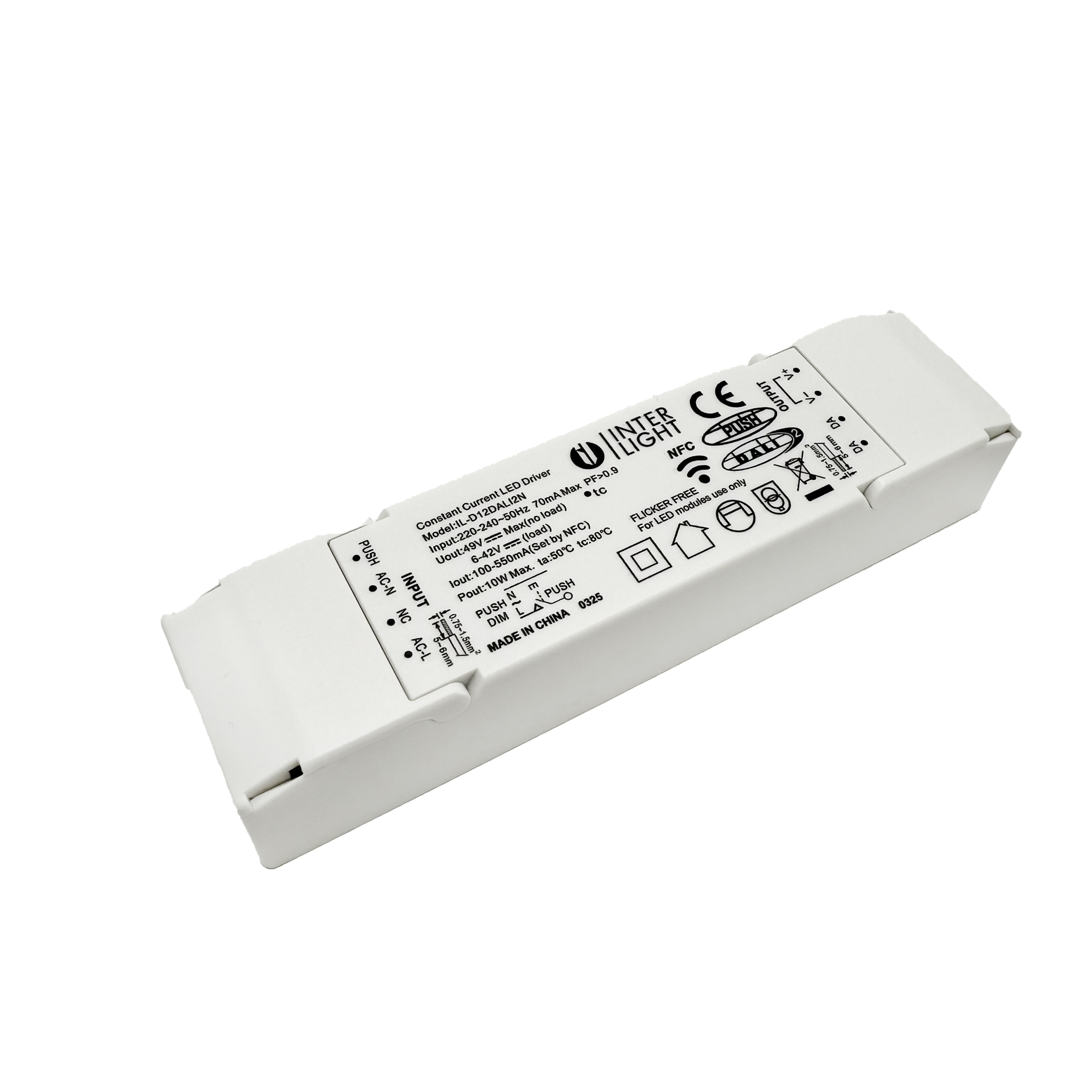 Driver LED universal NFC og DALI2 100 til 550mA/12W