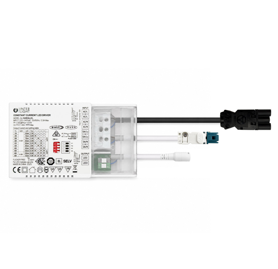 Drivdon led universal DALI2 650 till 1.100mA/42W loopbar + 3+2 pol Wieland