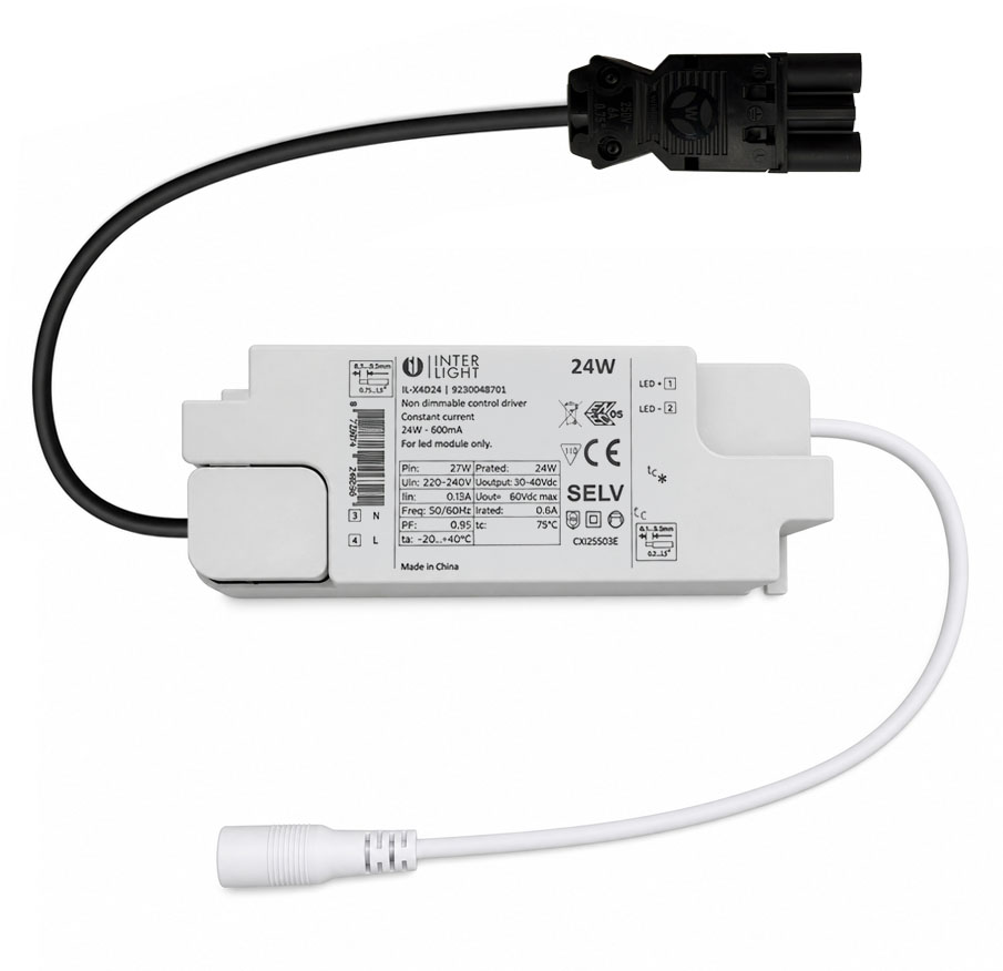 Driver led 24W 600mA/230V non dimmable + 2 pole Wieland