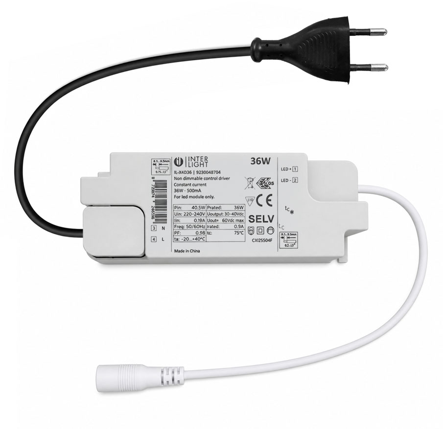 Driver led 36W 900mA/230V non dimmable + 2 pole Euro