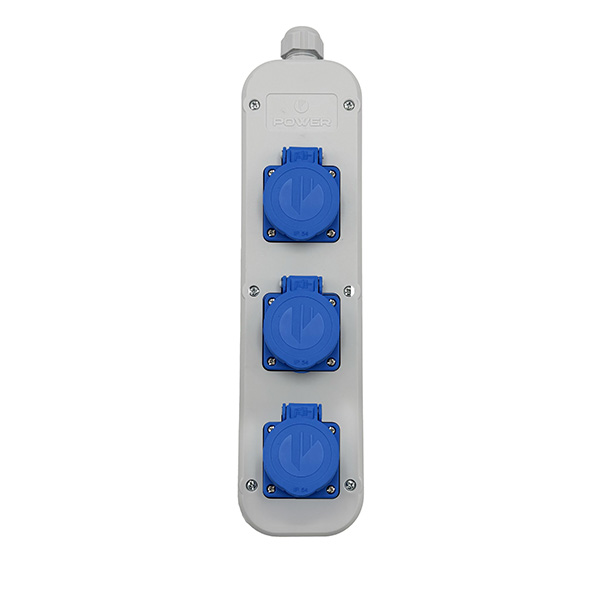 Socket mountable 16A with cable gland 3-gang IP54 gray/blue - Image 2