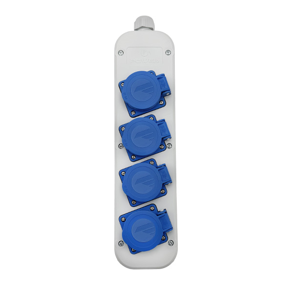 Socket mountable 16A with cable gland 4-gang IP54 gray/blue - Image 2
